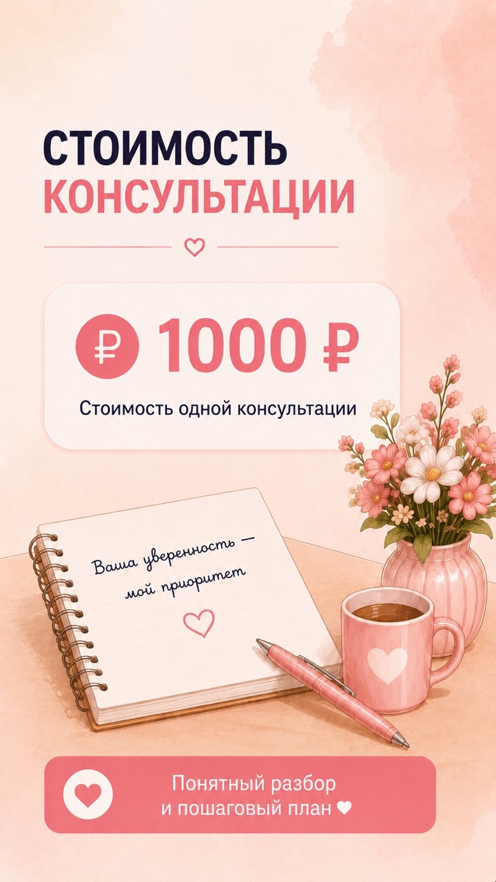 Карточка стоимости консультации со Светой
